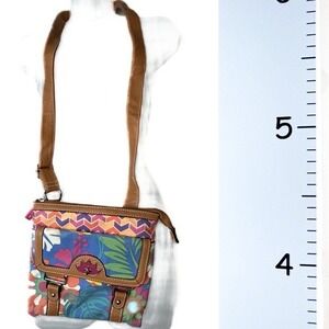 Lilly Bloom Floral Pastel Chevrons Crossbody Bag Small